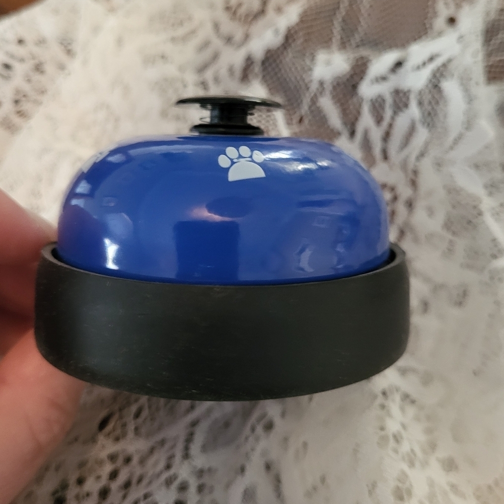 Blue Pet Training Bell with Paw Print Design - Picture 2 of 2